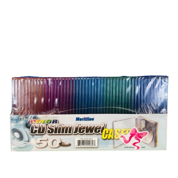 NEW Meritline 50 Pack Color CD DVD Slim Jewel Cases Storage Design - Picture 1 of 9